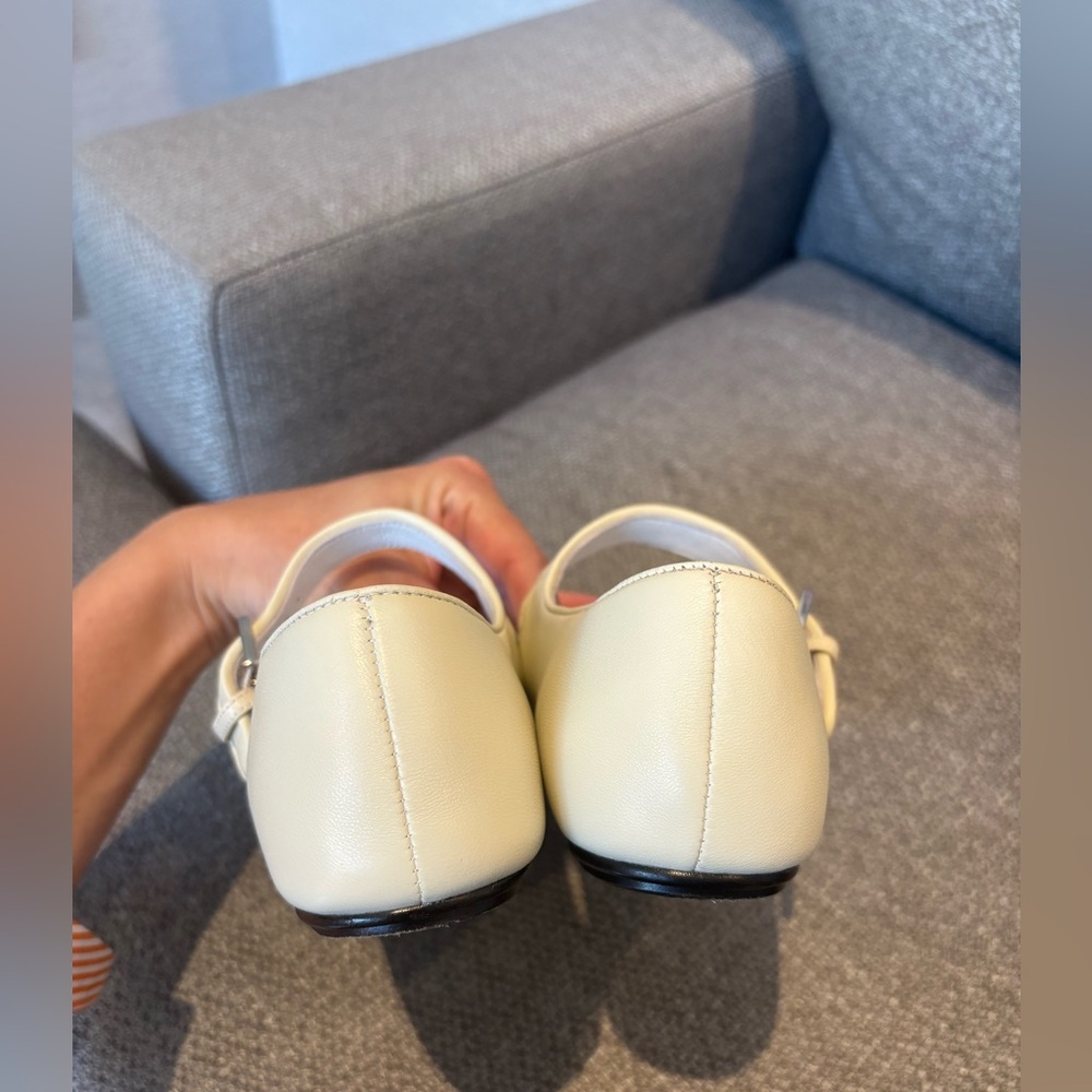 THE ROW Ava Leather Mary Jane Ballet Leather Flats Ivory White Snow White US 8 - Picture 9 of 13